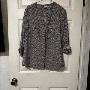 Notations Black and White Button Down Shirt